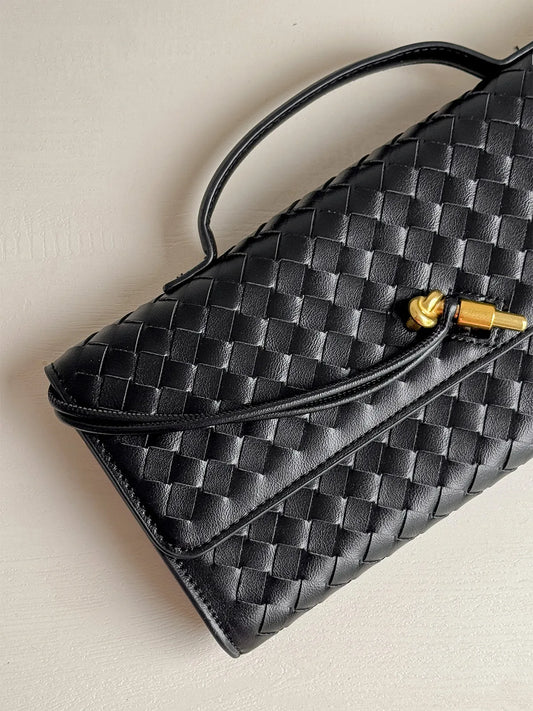 Bottega Veneta Andiamo Black Long Clutch With Box