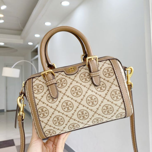 Tory Burch T Monogram Petite Barrel Bag with Box