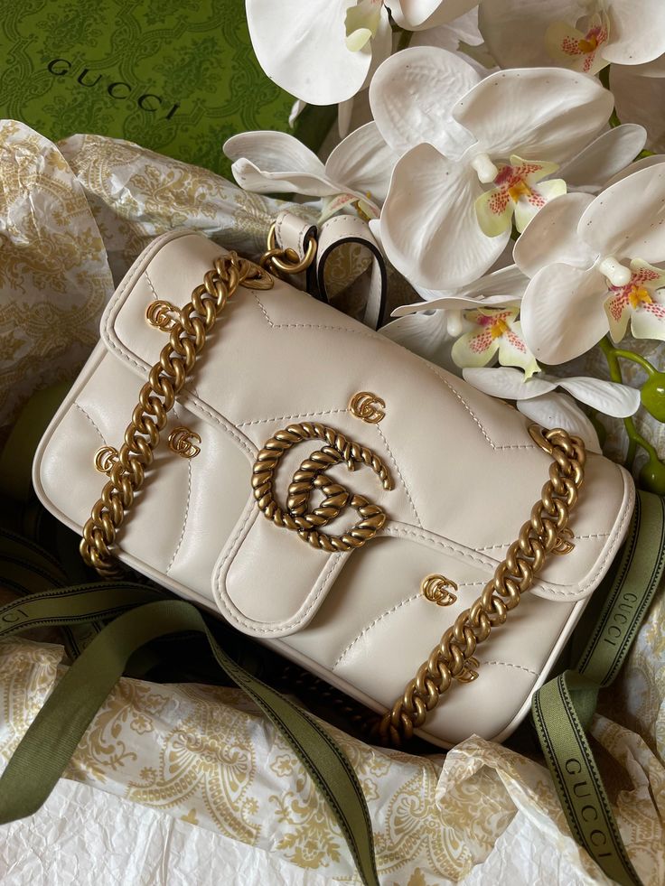 Gucci GG Marmont Mini Logo Studded Crossbody Bag With Box