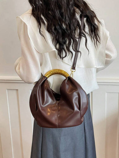 Metal Handle Soft PU Dumpling Shoulder Bag