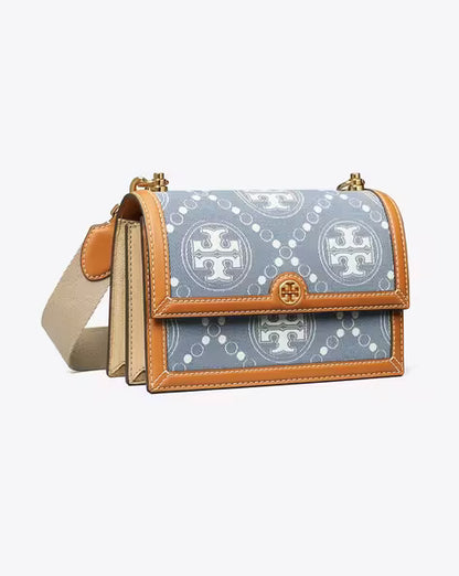 Tory Burch T Monogram Denim Small Shoulder Bag