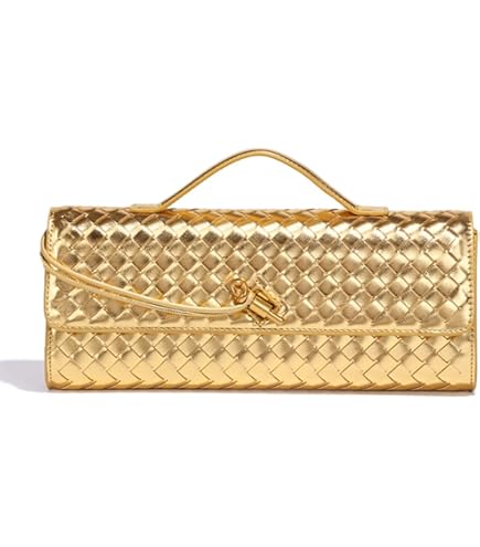 Bottega Veneta Andiamo Gold Long Clutch With Box