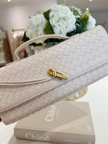 Bottega Veneta Andiamo White Long Clutch With Box