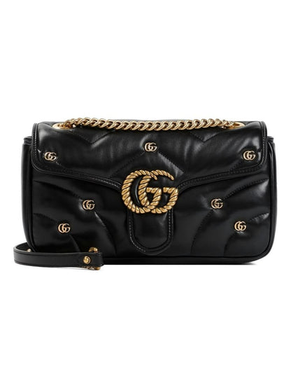 Gucci GG Marmont Mini Logo Studded Crossbody Bag With Box