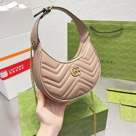 Gucci GG Marmont Half-Moon Shaped Mini Bag.