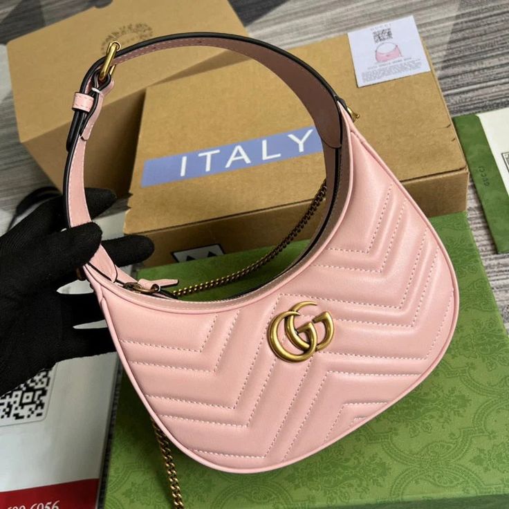 Gucci GG Marmont Half-Moon Shaped Mini Bag.