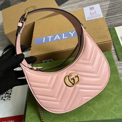 Gucci GG Marmont Half-Moon Shaped Mini Bag.