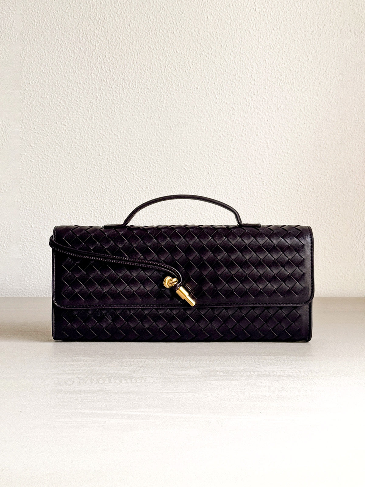 Bottega Veneta Andiamo Black Long Clutch With Box