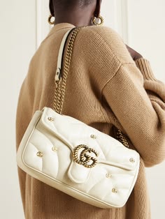 Gucci GG Marmont Mini Logo Studded Crossbody Bag With Box