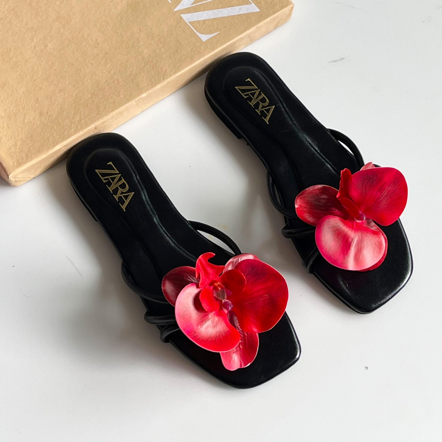 ZARA 3D Flower Slide Sandals