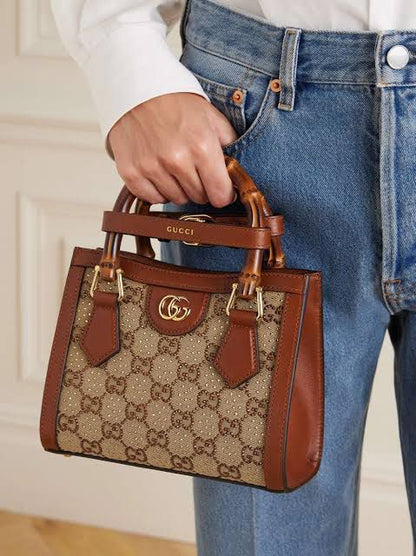 Gucci Diana crystals small tote bag
