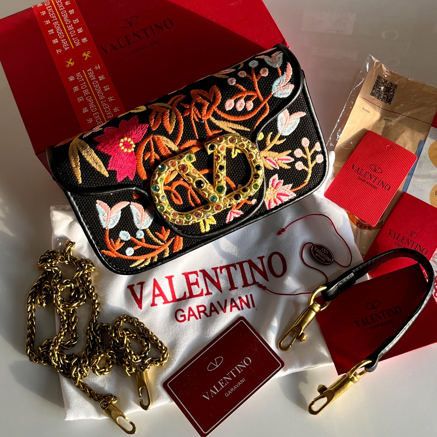 Valentino Garavani Vain Floral Embroidered Shoulder Bag