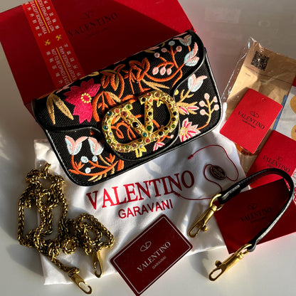 Valentino Garavani Vain Floral Embroidered Shoulder Bag