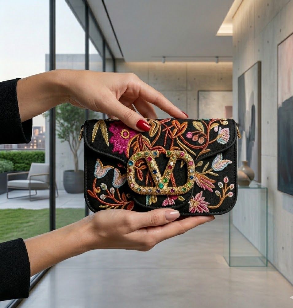 Valentino Garavani Vain Floral Embroidered Shoulder Bag