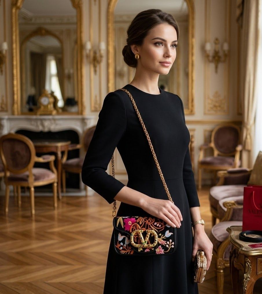 Valentino Garavani Vain Floral Embroidered Shoulder Bag