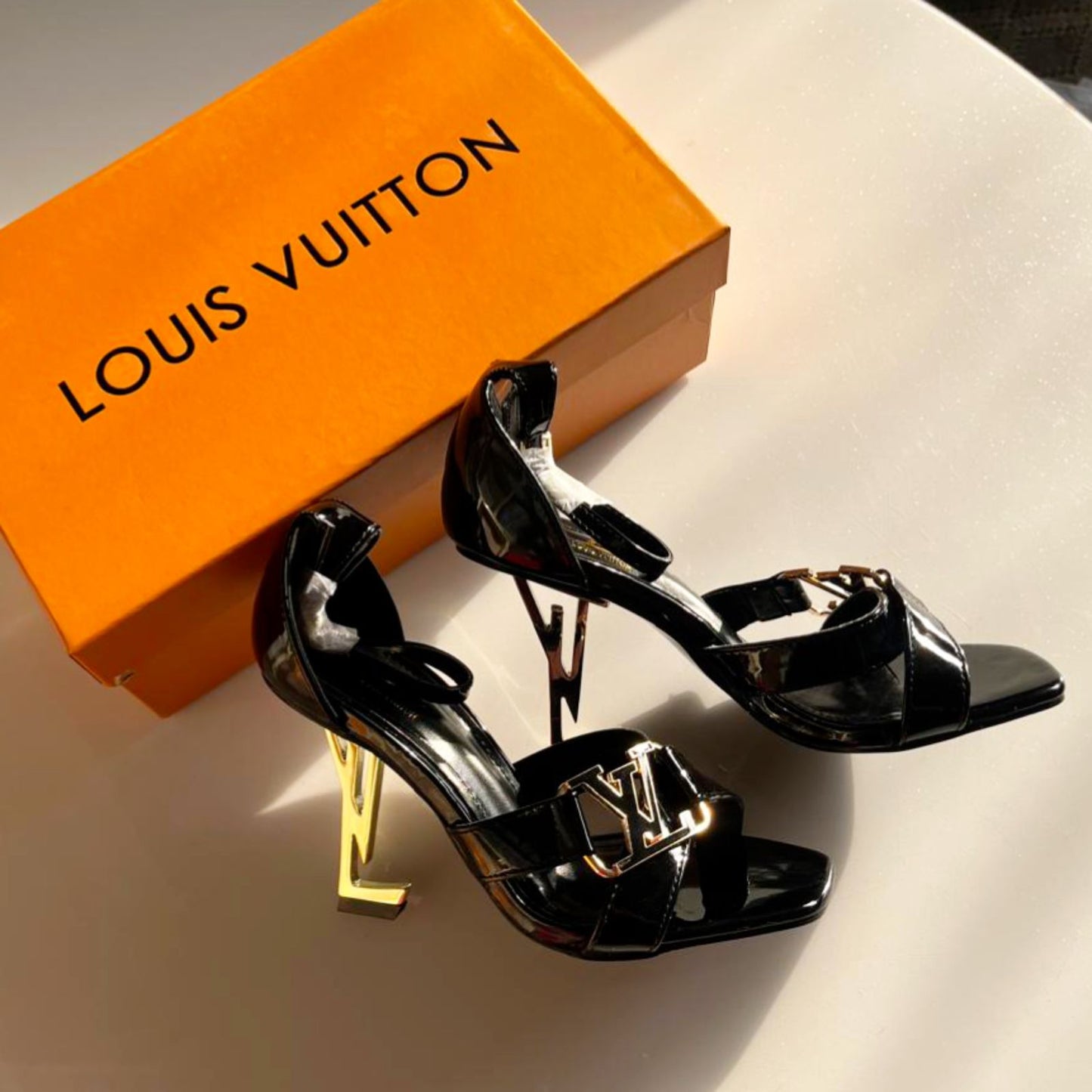 Louis Vuitton LV Twist Heel Sandals | Black Patent Leather