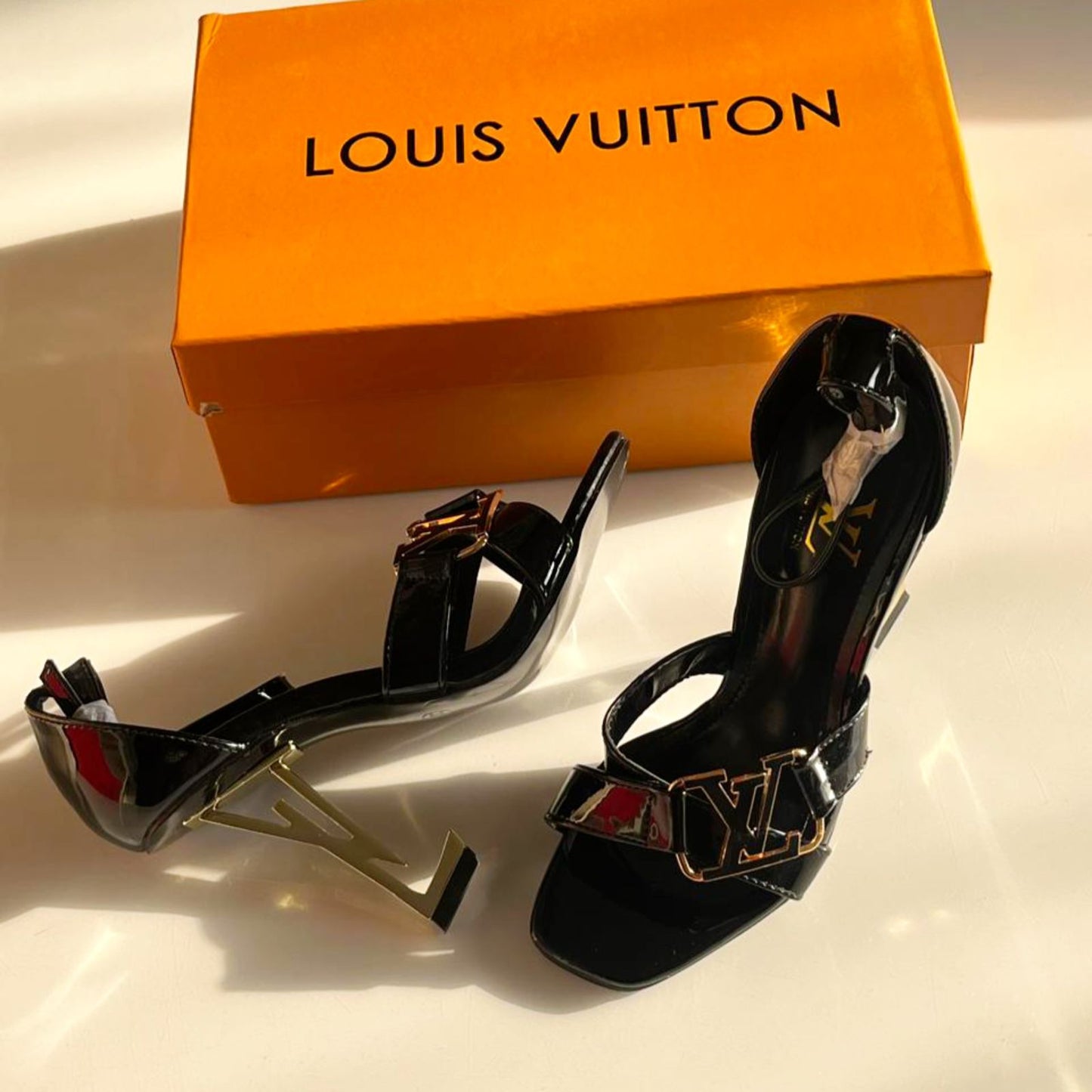 Louis Vuitton LV Twist Heel Sandals | Black Patent Leather