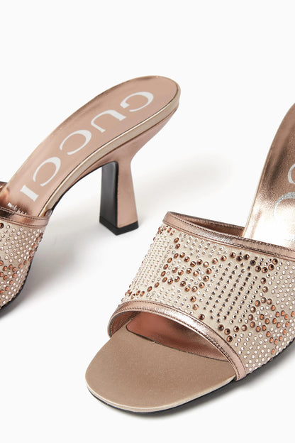 Gucci GG 75 Crystal Embellished Mesh Mules
