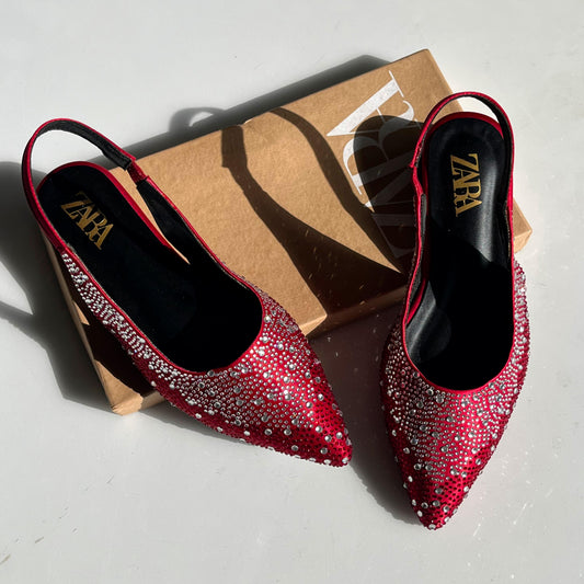 ZARA Rhinestone Slingback Heels