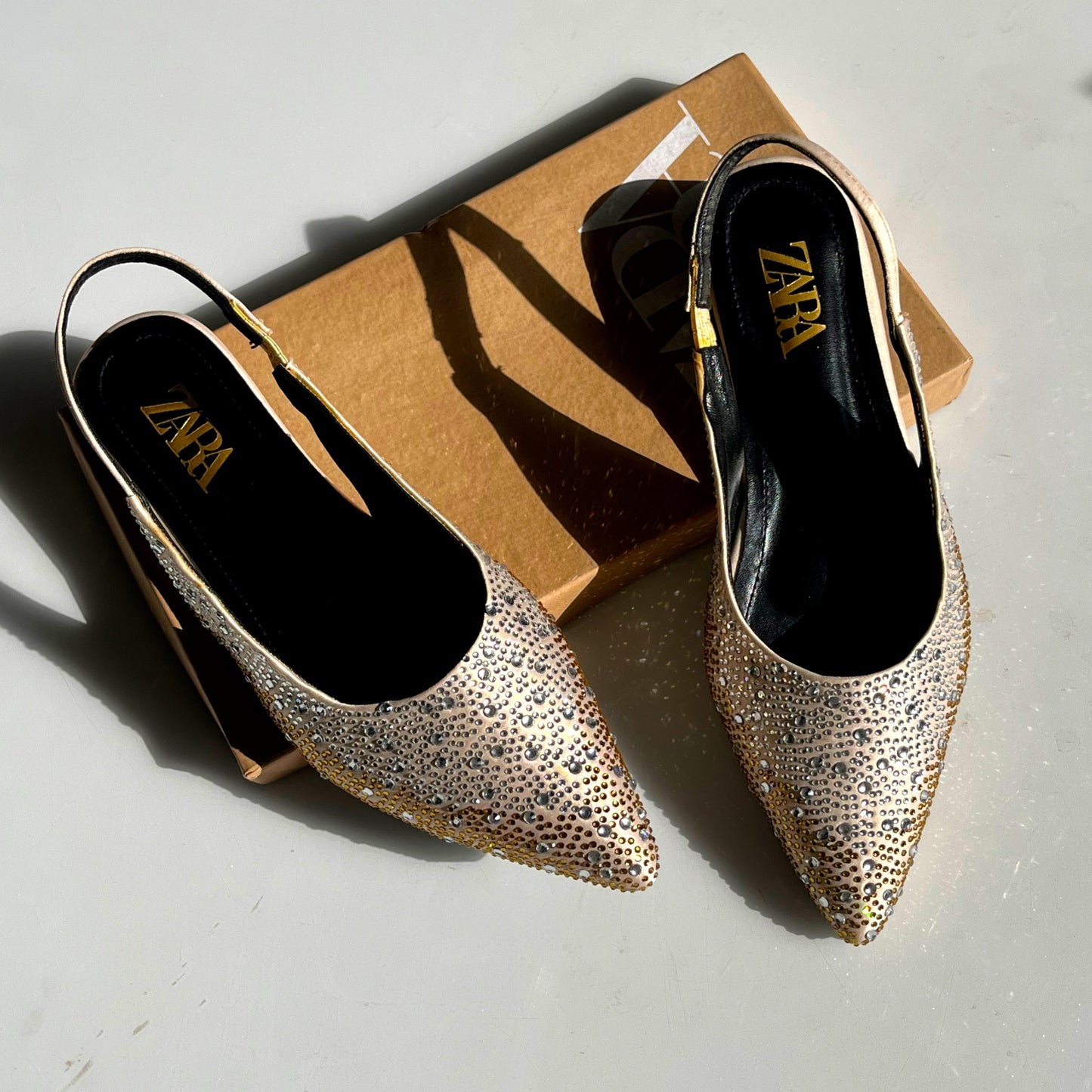 ZARA Rhinestone Slingback Heels