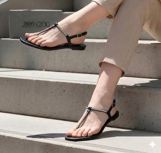 Jimmy Choo Crystal T-Strap Sandals