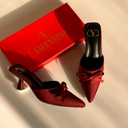Valentino Garavani Yolande Satin Bow Mule Pumps