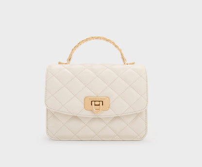 CHARLES & KEITH | Cressida Quilted Top Handle Bag With Bag Charms
