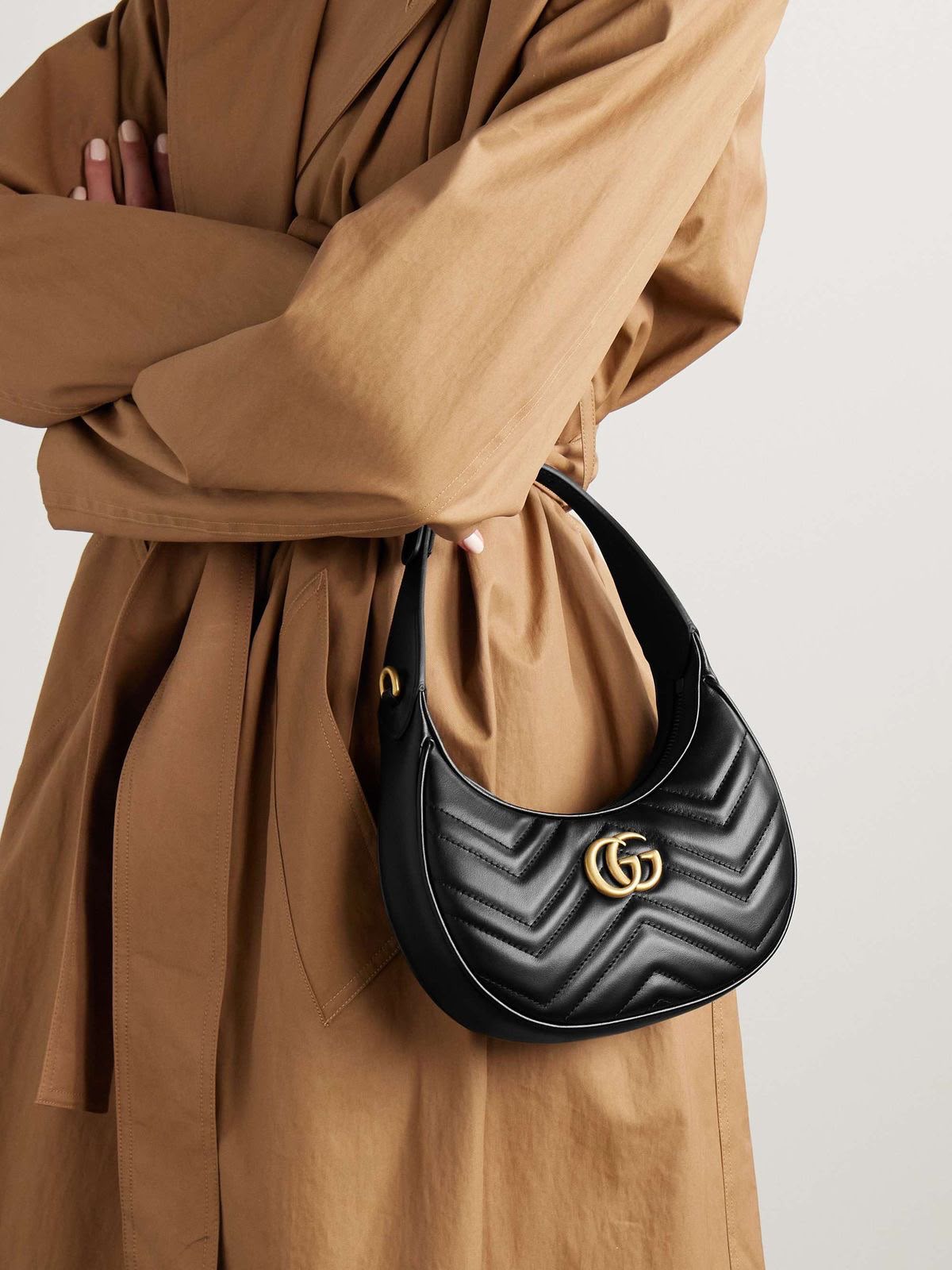 Gucci GG Marmont Half-Moon Shaped Mini Bag.