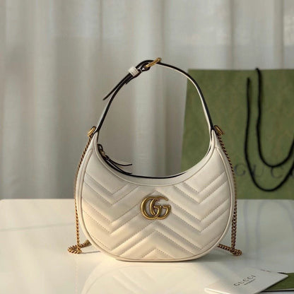 Gucci GG Marmont Half-Moon Shaped Mini Bag.