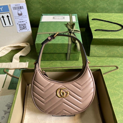 Gucci GG Marmont Half-Moon Shaped Mini Bag.