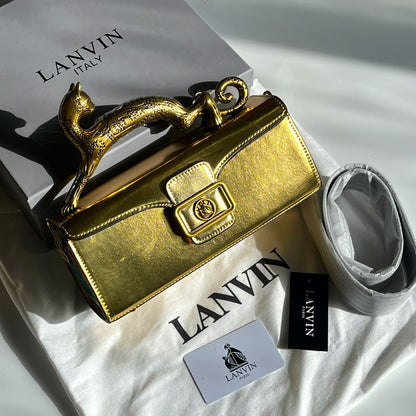 LANVIN | Pencil Cat Bag in Shiny Leather & Rhinestones