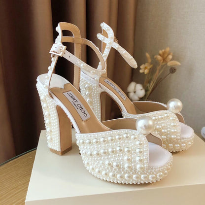 Jimmy Choo Sacaria Platform 120 | Pearl Embellished