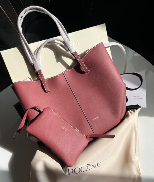 POLÈNE CYME Leather Tote Bag with Box