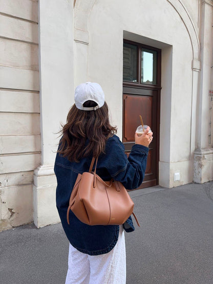 POLÈNE CYME Leather Tote Bag