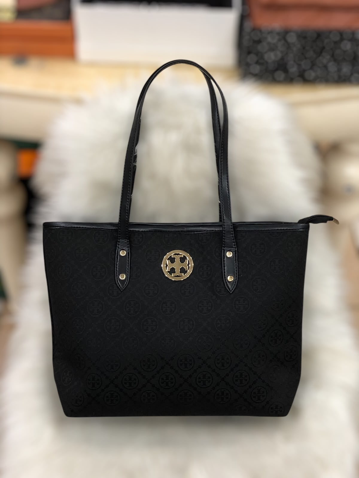 Tory Burch T Monogram Zip Tote Bag with box