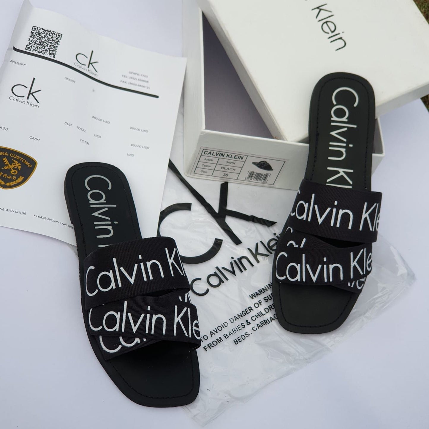 CALVIN KLEIN Bainy Logo Flat Slides