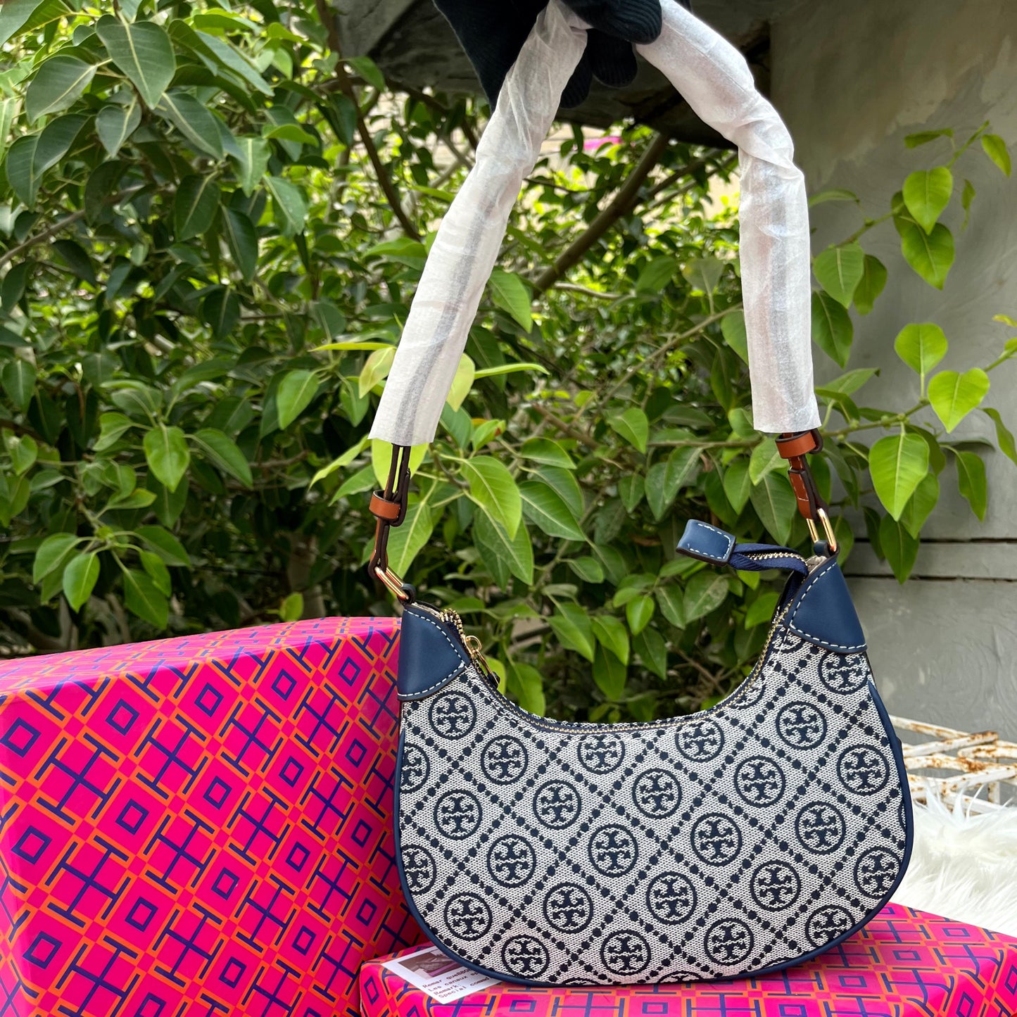 Tory Burch T Monogram Crescent Bag