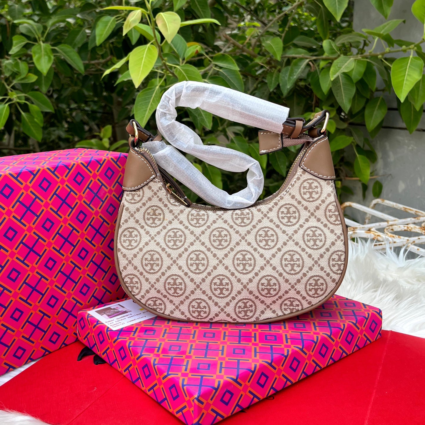 Tory Burch T Monogram Crescent Bag
