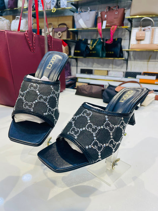 GUCCI GG Crystal-Embellished Mesh Mid-Heel