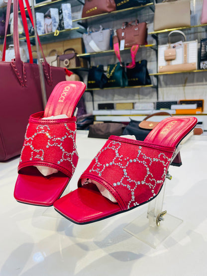 GUCCI GG Crystal-Embellished Mesh Mid-Heel