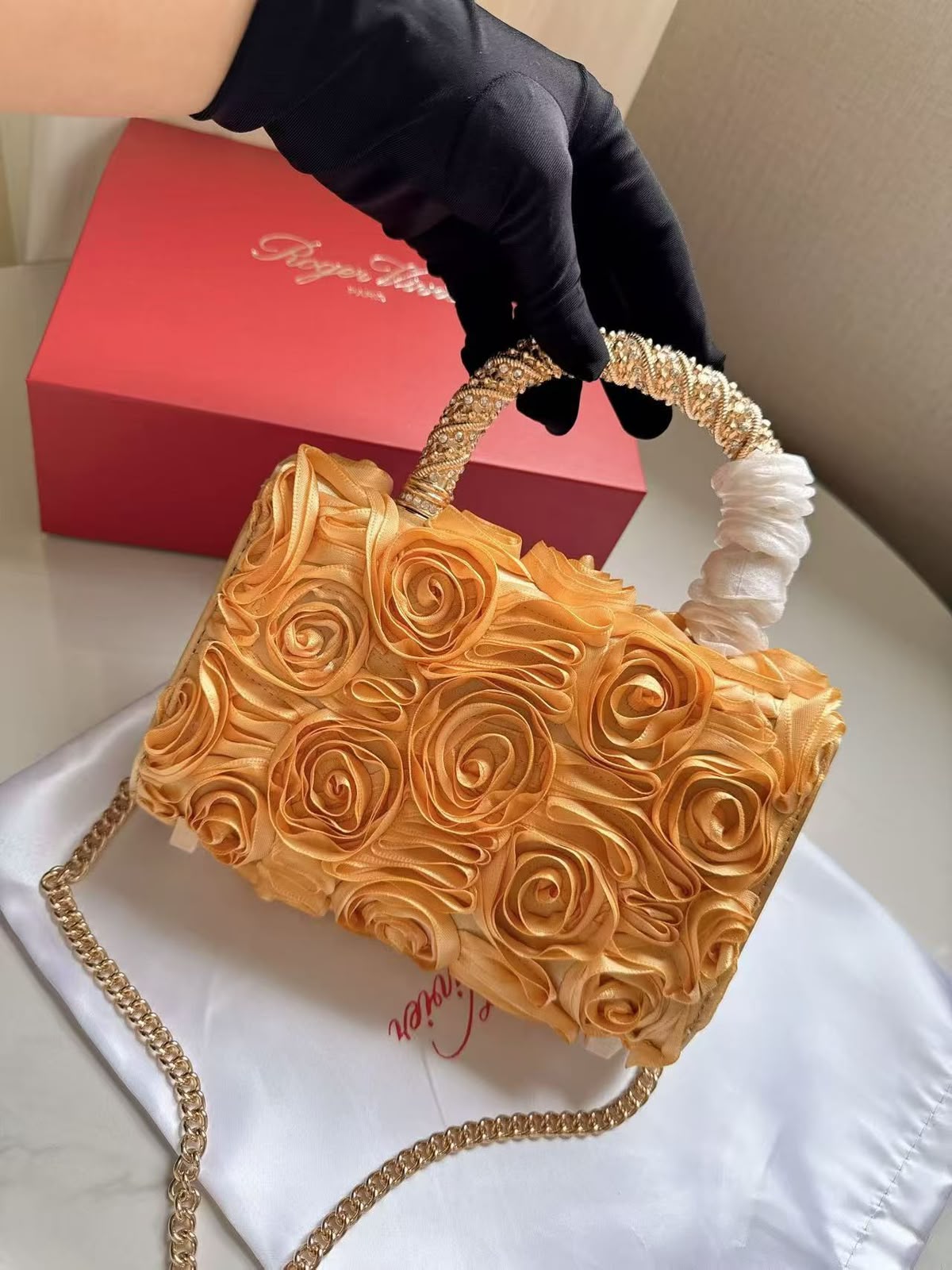 Roger Vivier Jewel Efflorescence Mini Bag in Satin