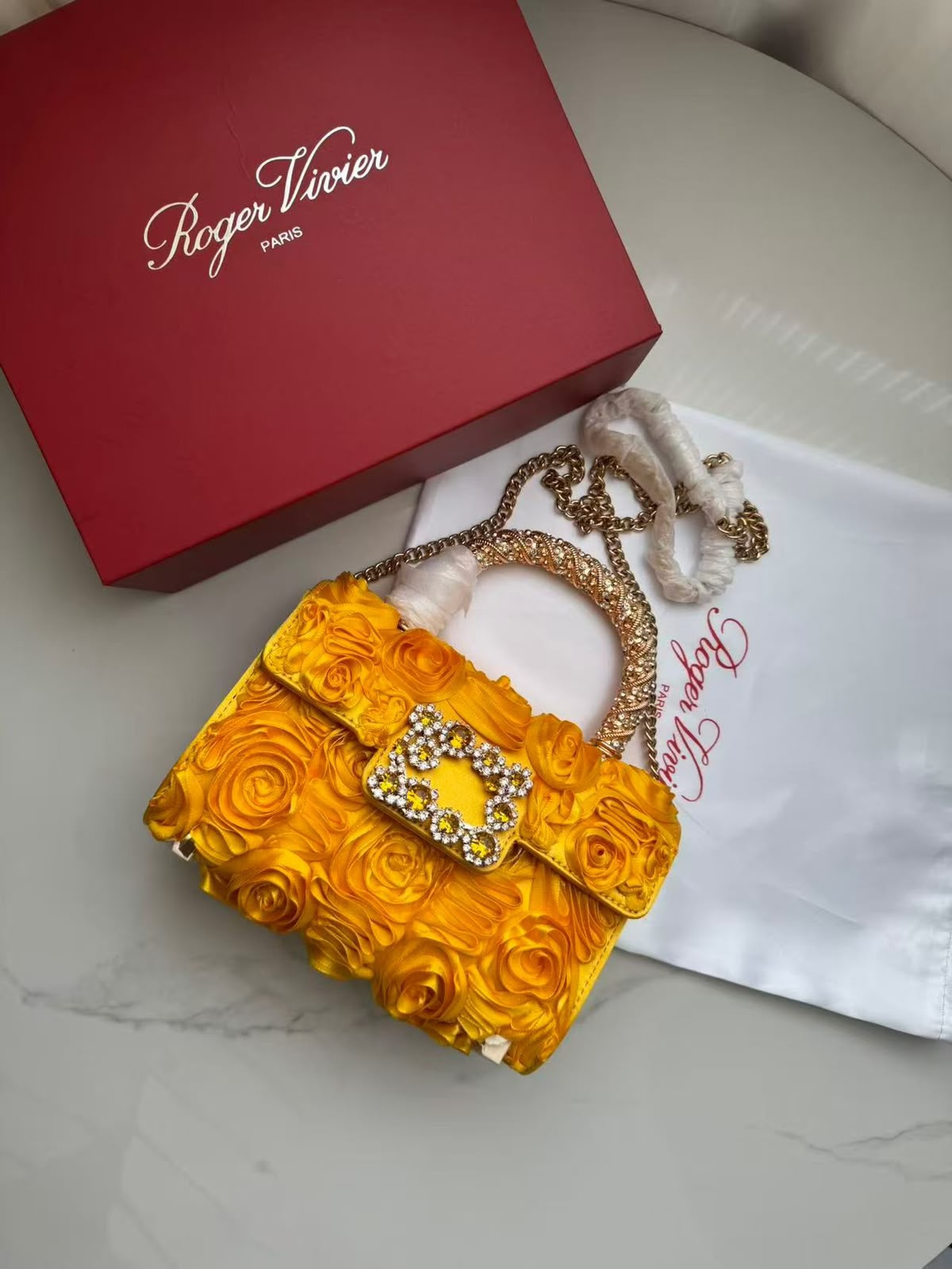 Roger Vivier Jewel Efflorescence Mini Bag in Satin