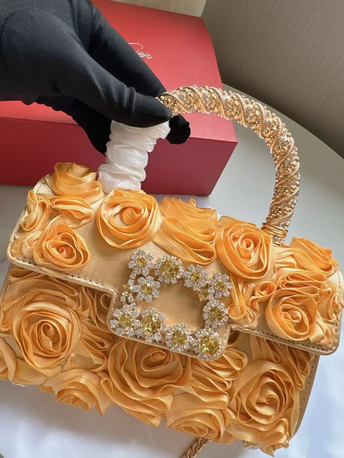 Roger Vivier Jewel Efflorescence Mini Bag in Satin