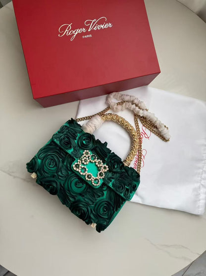 Roger Vivier Jewel Efflorescence Mini Bag in Satin