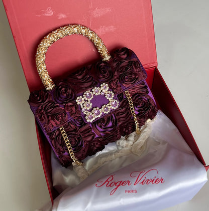 Roger Vivier Jewel Efflorescence Mini Bag in Satin