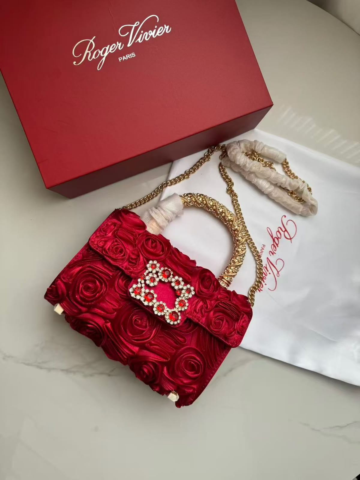Roger Vivier Jewel Efflorescence Mini Bag in Satin