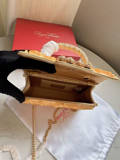 Roger Vivier Jewel Efflorescence Mini Bag in Satin