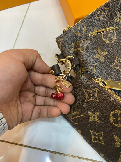 LV Monogram Signature Canvas Trio Wristlet Pouch Set With Box