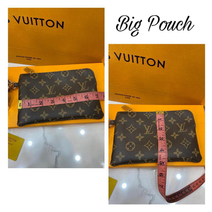 LV Monogram Signature Canvas Trio Wristlet Pouch Set With Box
