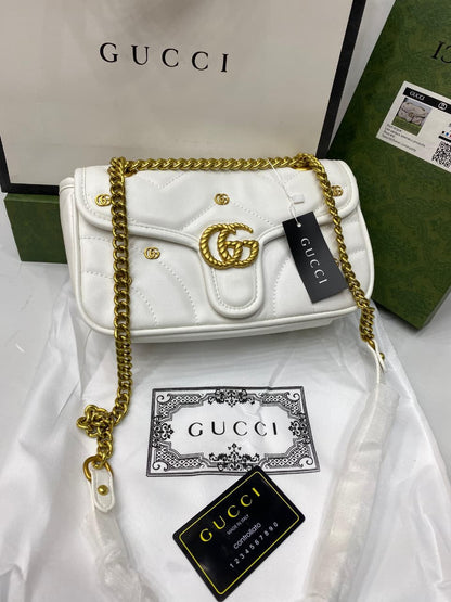 Gucci GG Marmont Mini Logo Studded Crossbody Bag With Box